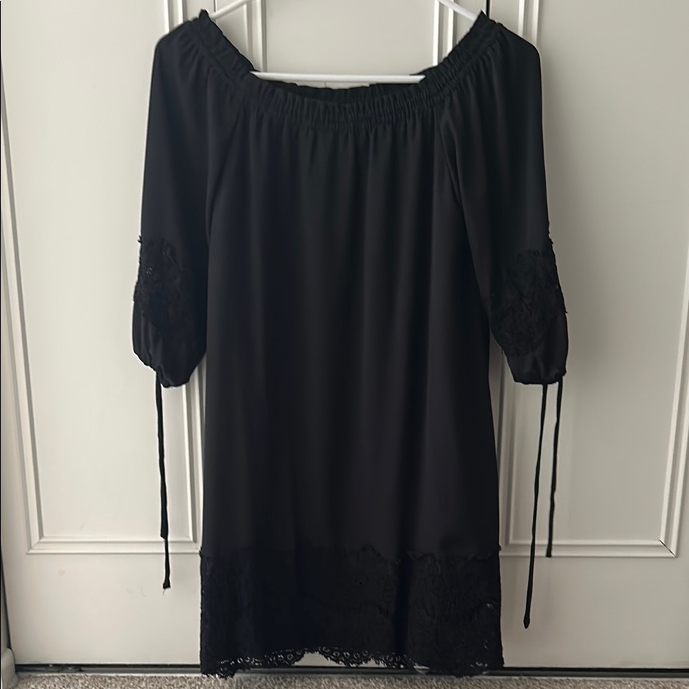 LOFT Black Off-Shoulder Mini Dress